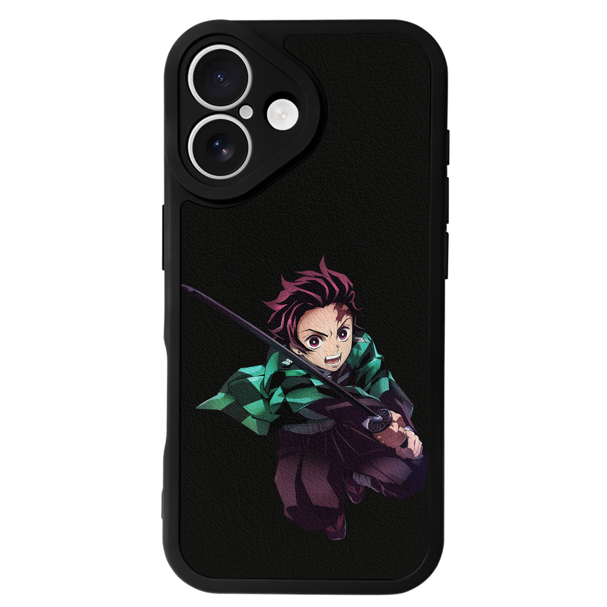 （画像用） 鬼滅の刃 竈門 炭治郎／かまど たんじろう Kamado Tanjirou 【iPhone 16シリーズ対応】シリコンスマホケース（レザー調） 材質：シリコン